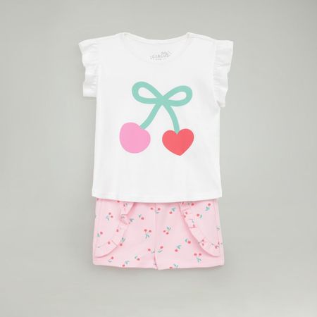 Conjunto Para Bebe Niña Baby Circus Short Vuelos Rosado Talla 18M