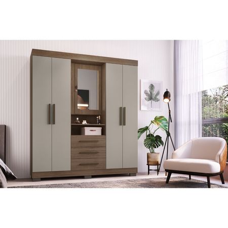 Ropero Vale 4 Puertas 3 Cajones con Espejo