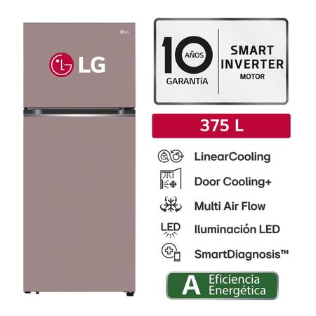 Refrigeradora LG Top Freezer  VT37BPK 375L Rosado Arcilla