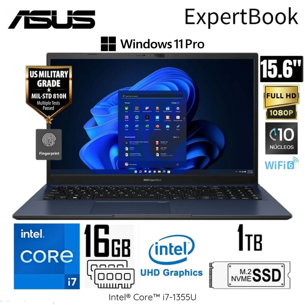 Laptop Asus ExpertBook B1502CVA-NJ1091 Intel Core i7-1355U 16GB RAM 1TB SSD 15.6"" FHD Star Black