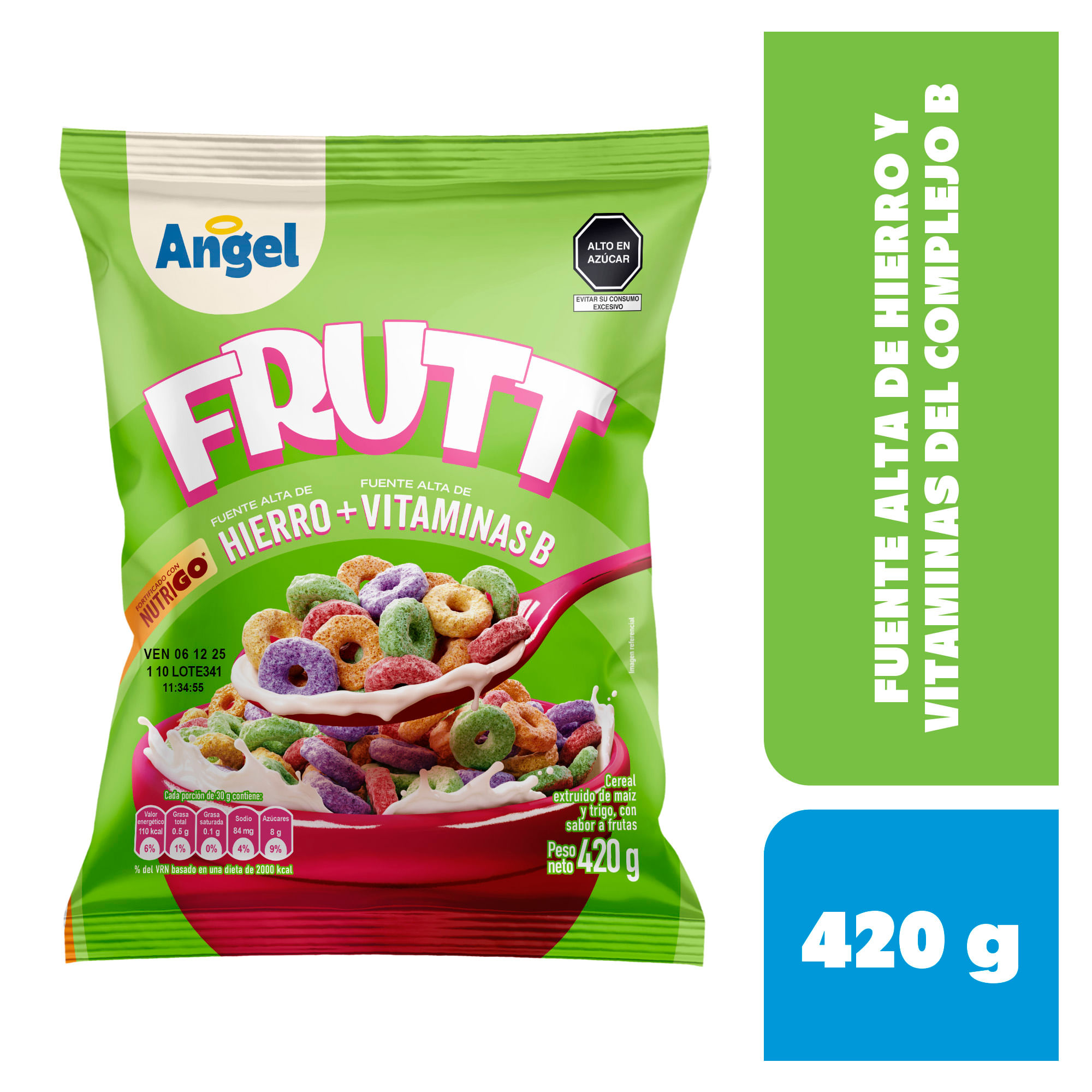 Cereal ÁNGEL Maíz Trigo y Avena Sabor a Frutas Bolsa 420g