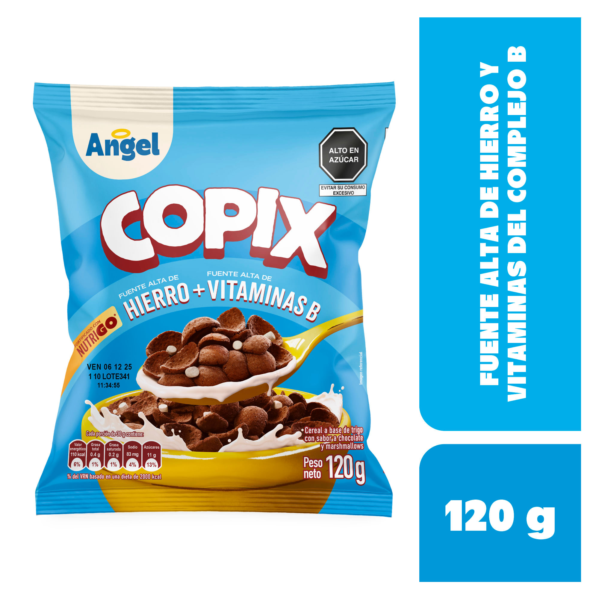 Cereal de Trigo ÁNGEL Copix Sabor a Chocolate y Marshmallows Bolsa 120g