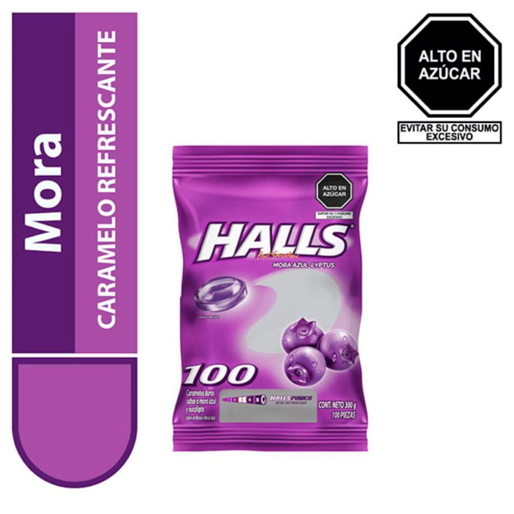 Caramelos Sabor Mora Azul Lyptus HALLS 100un