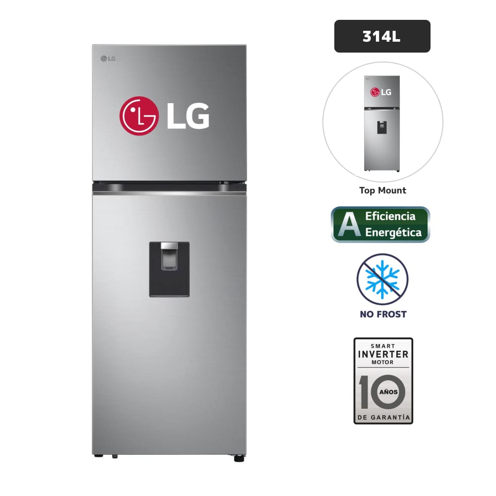 Refrigeradora LG 314L No Frost GT31WPP Plateado