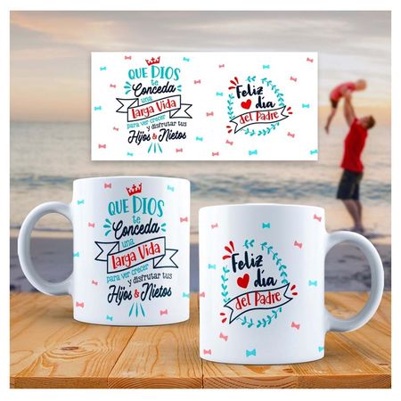 Taza de Loza Grande 15oz Lettering Frase Día Del Padre 72