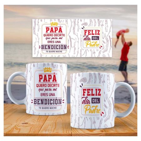 Taza de Loza Grande 15oz Lettering Frase Día Del Padre 75