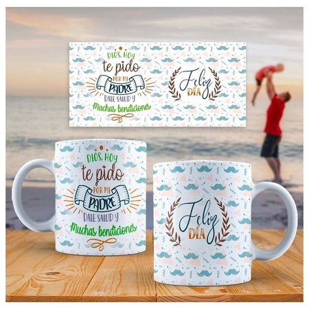 Taza de Loza 11oz Lettering Frase Día Del Padre 66