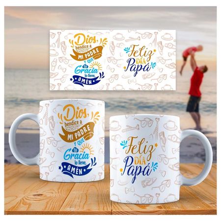 Taza de Loza 11oz Lettering Frase Día Del Padre 64