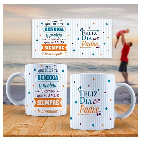 Taza de Loza Grande 15oz Lettering Frase Día Del Padre 71