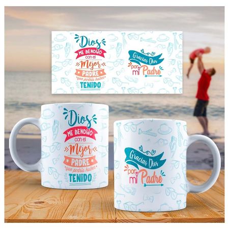 Taza de Loza Grande 15oz Lettering Frase Día Del Padre 65