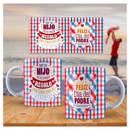 Taza de Loza Grande 15oz Lettering Frase Día Del Padre 68