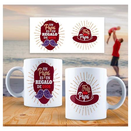 Taza de Loza 11oz Lettering Frase Día Del Padre 76