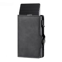 Billetera Tarjetero Color Gris De Aluminio Rfid Cuero Anti Clonación