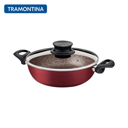 Sartén Antiadherente Honda con Tapa Tramontina 24 cm 2.8 Lt Arrocera