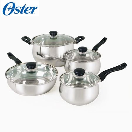 Juego de Ollas Oster Rametto 8 piezas Acero Inoxidable Plateado
