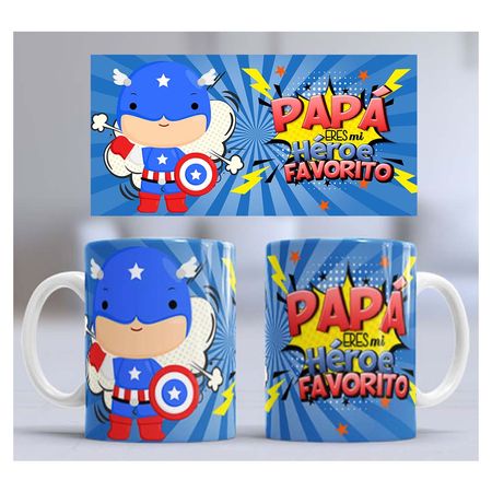 Taza de Loza Grande 15oz Día Del Padre Heroe Capitan America 35