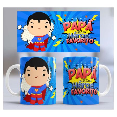 Taza de Loza Grande 15oz Día Del Padre Heroe Super Man 34