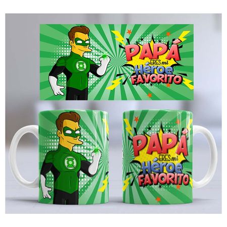 Taza de Loza 11oz Día Del Padre Heroe Linterna Verde 44