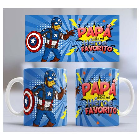 Taza de Loza Grande 15oz Día Del Padre Heroe Capitan America 43