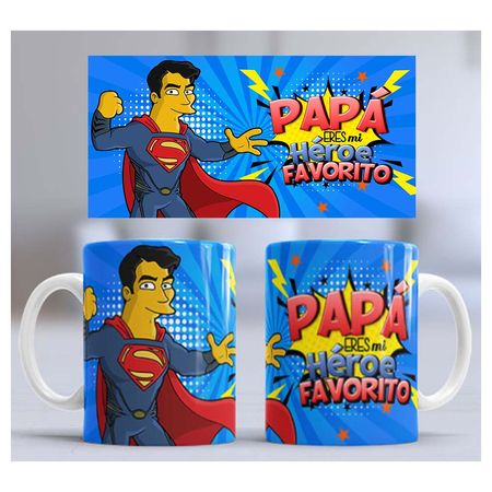 Taza de Loza Grande 15oz Día Del Padre Heroe Super Man 41