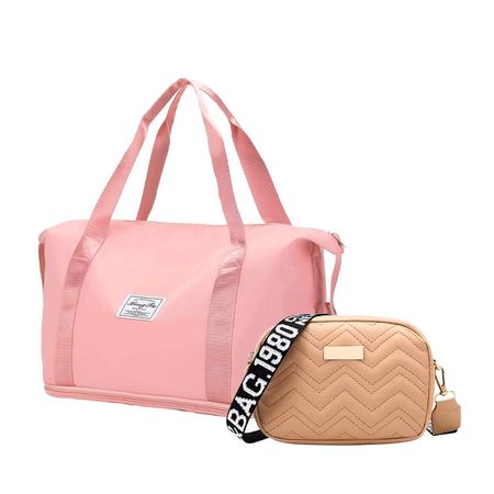 Bolsas Expandibles Viaje 2 en 1 Durazno + Cartera Khaki