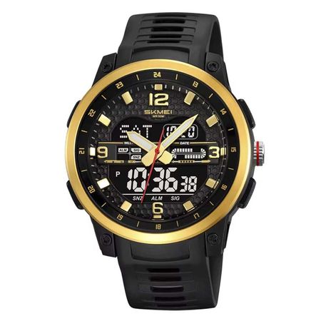 RELOJ SKMEI HOMBRE ANALÓGICO DIGITAL CASUAL TRIPLE HORA DORADO - 2401