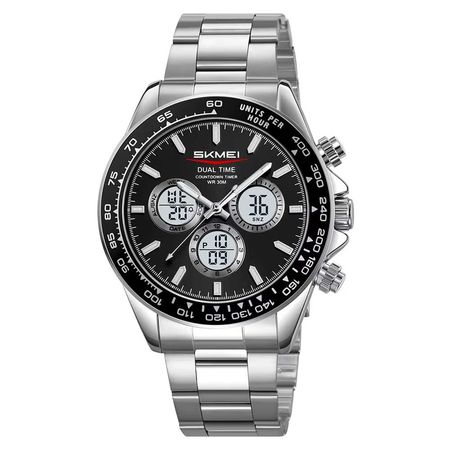 RELOJ SKMEI HOMBRE ANALÓGICO DIGITAL DUAL RETROILUMINADO PLATA - 2505