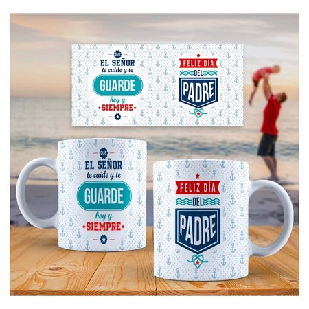 Taza de Loza Grande 15oz Lettering Frase Día Del Padre 78