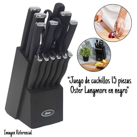 Set de Cuchillos Langmore Oster de 15 piezas - Negro