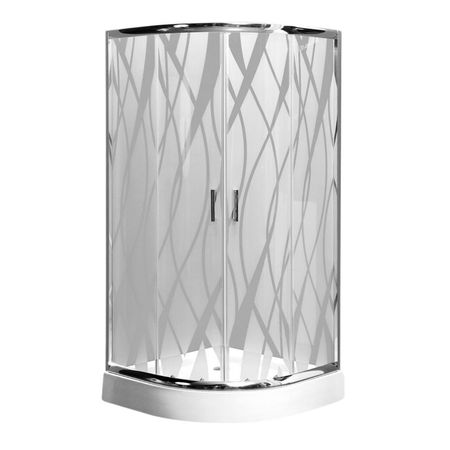 Cabina de Ducha Circular F03 Ondas Vidrio Templado Pavonado con Base