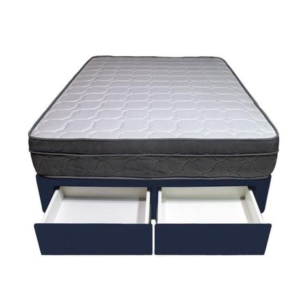 Cama Turin + 2 Cajones 1.5 Plz + 1 Almohada - Azul Marino