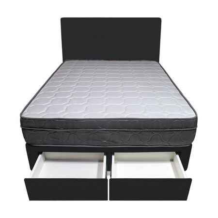 Dormitorio Turin + 2 Cajones 1.5 Plz + Cabecera - Negro