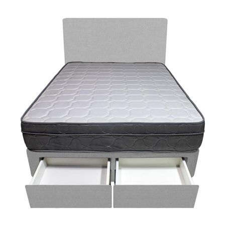 Dormitorio Turin + 2 Cajones 1.5 Plz + Cabecera - Gris Claro