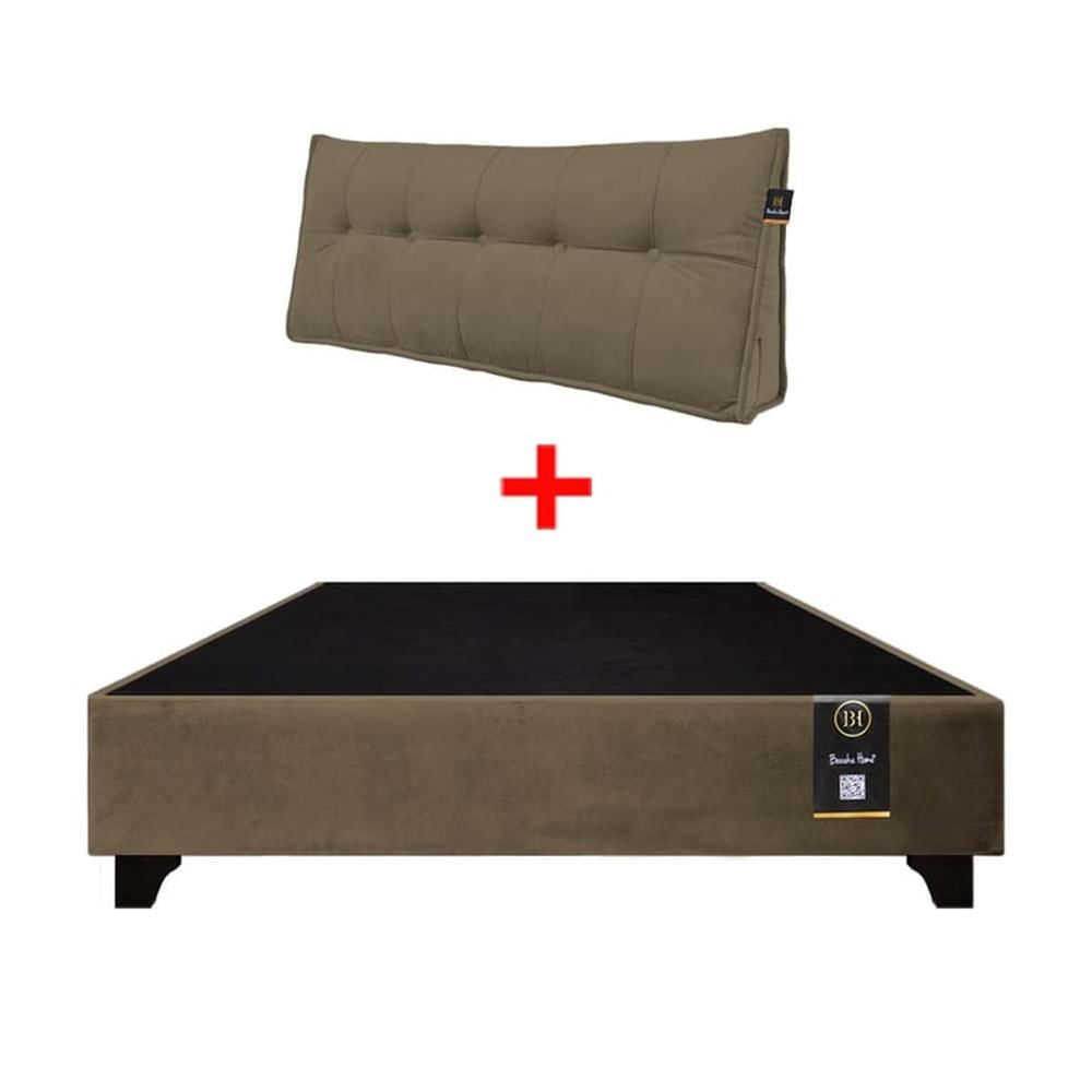 Base de Cama Luton + Cojin de Respaldo Bitola 2 Plz - Beige Oscuro