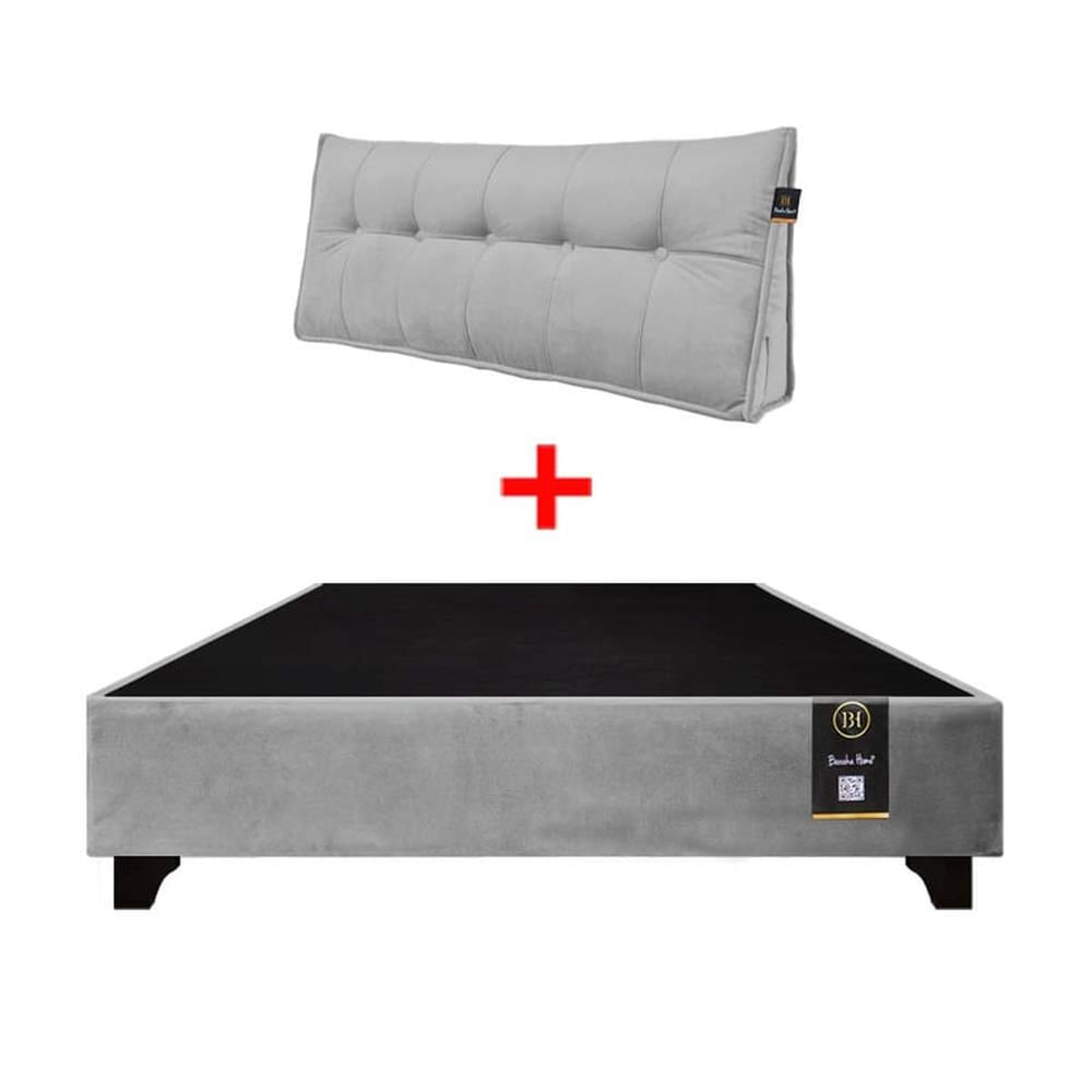 Base de Cama Luton + Cojin de Respaldo Bitola 2 Plz - Gris Claro