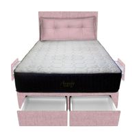 Dormitorio Pocket Vip + 4 Caj. 1.5 Plz + Cabecera + Cojin - Rosado