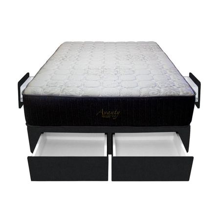 Cama Pocket Vip + 4 Cajones 1.5 Plz + 1 almohada - Negro