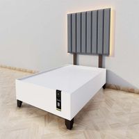 Dormitorio Enns + Cabecera Led Córdoba 1.5 plz - Gris Oscuro y BLanco