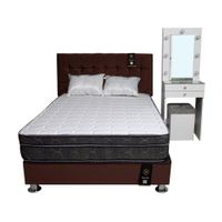 Dormitorio Coquette 1.5 Plz + Cabecera + Tocador + Puff - Chocolate