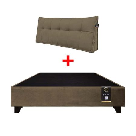 Base de Cama Luton + Cojin de Respaldo Bitola 1.5 Plz - Beige Oscuro