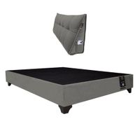 Base de Cama Luton + Cojin de Respaldo Bitola 1.5 Plz - Gris Oscuro