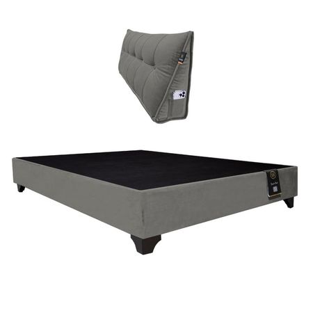 Base de Cama Luton + Cojin de Respaldo Bitola 1.5 Plz - Gris Oscuro