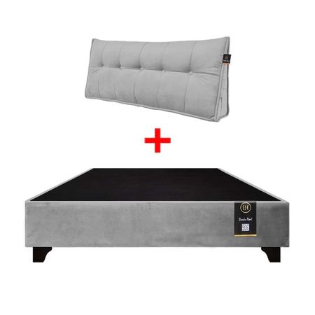 Base de Cama Luton + Cojin de Respaldo Bitola 1.5 Plz - Gris Claro
