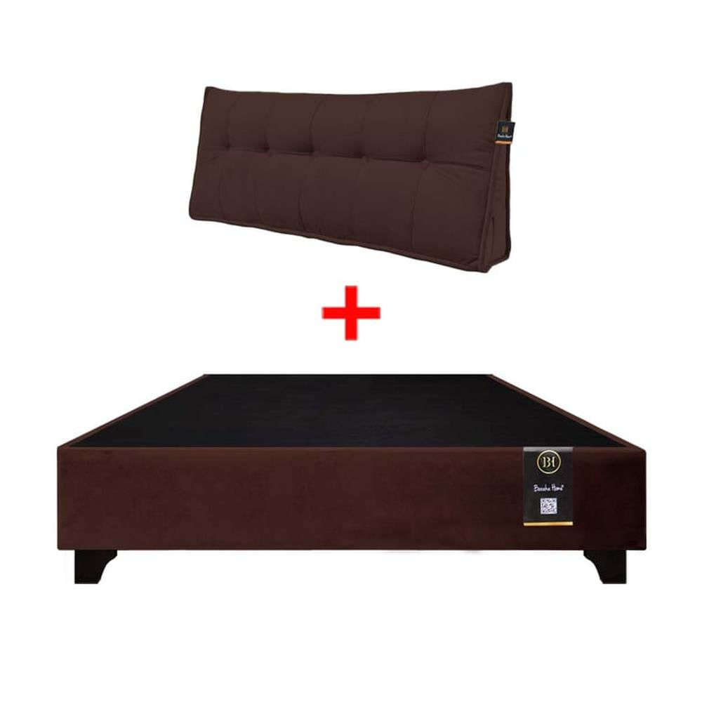 Base de Cama Luton + Cojin de Respaldo Bitola 1.5 Plz - Chocolate