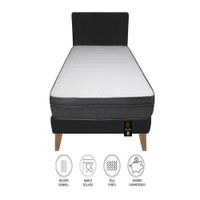 Dormitorio Turin Slim 2 Plz + Cabecera + Almohadas - Negro
