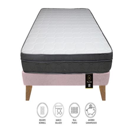 Cama Turin Slim 2 Plz + 2 almohadas - Rosado