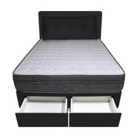Dormitorio Turin + 2 Cajones 2 Plz + Cabecera + Cojín - Negro