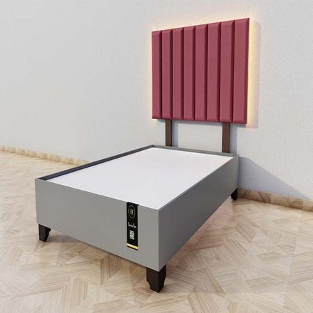 Dormitorio Enns + Cabecera Led Córdoba 2 plz - Vino y Gris Grafito