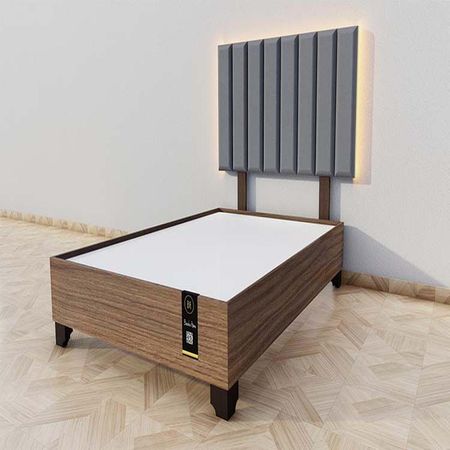 Dormitorio Enns + Cabecera Led Córdoba 2 plz - Gis Oscuro y Catania