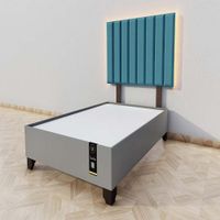 Dormitorio Enns + Cabecera Led Córdoba 2 plz - Cobalto y Gris grafito